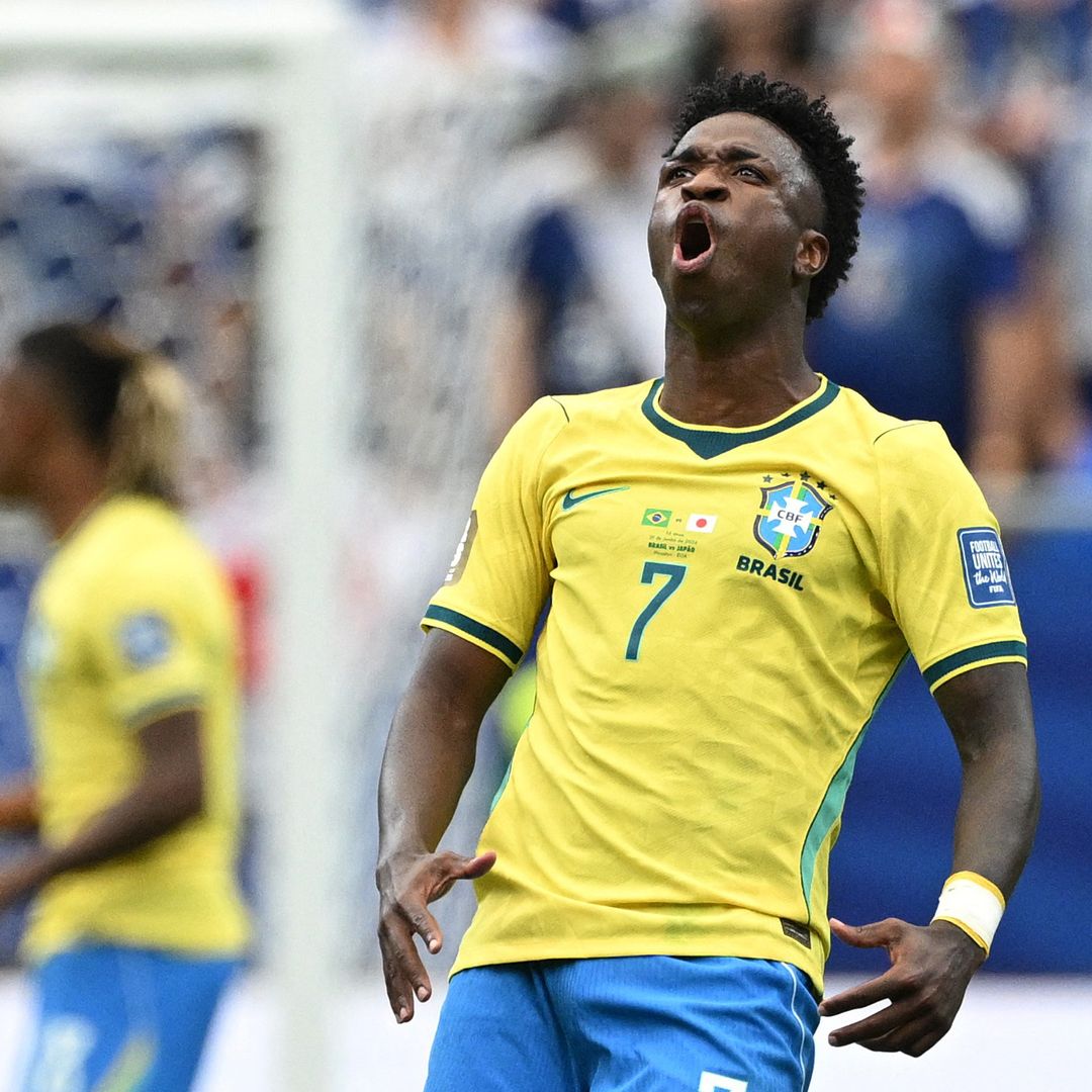 Vinicius Junior de Brasil celebra después del partido. Foto: Reuters